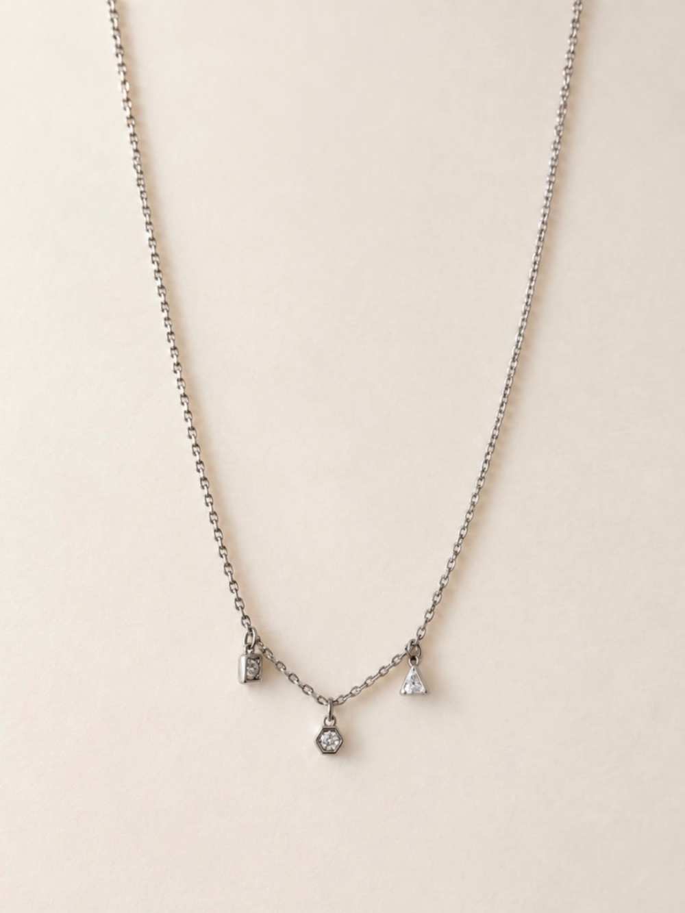 Swarovski Silver Tone Geometric Drop Pendant Necklace